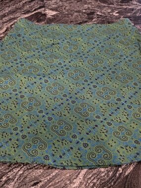 Title Nine Green Paisley A-Line Skirt with Blue Accents